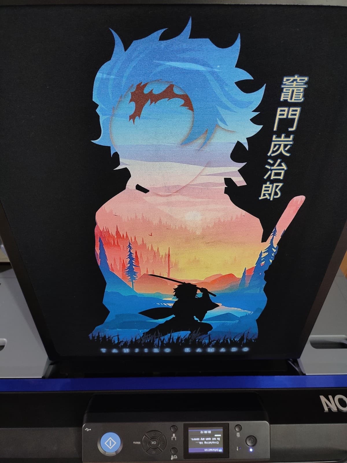 Close-up of DTG ink on white T-shirt showing smooth color blending